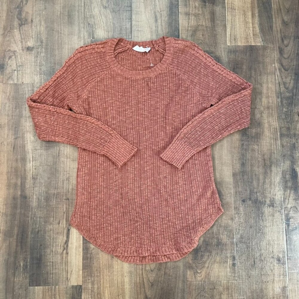 Pink Republic Cable Knit‎ Sweater Rust Textured Long Sleeve Women’s Large